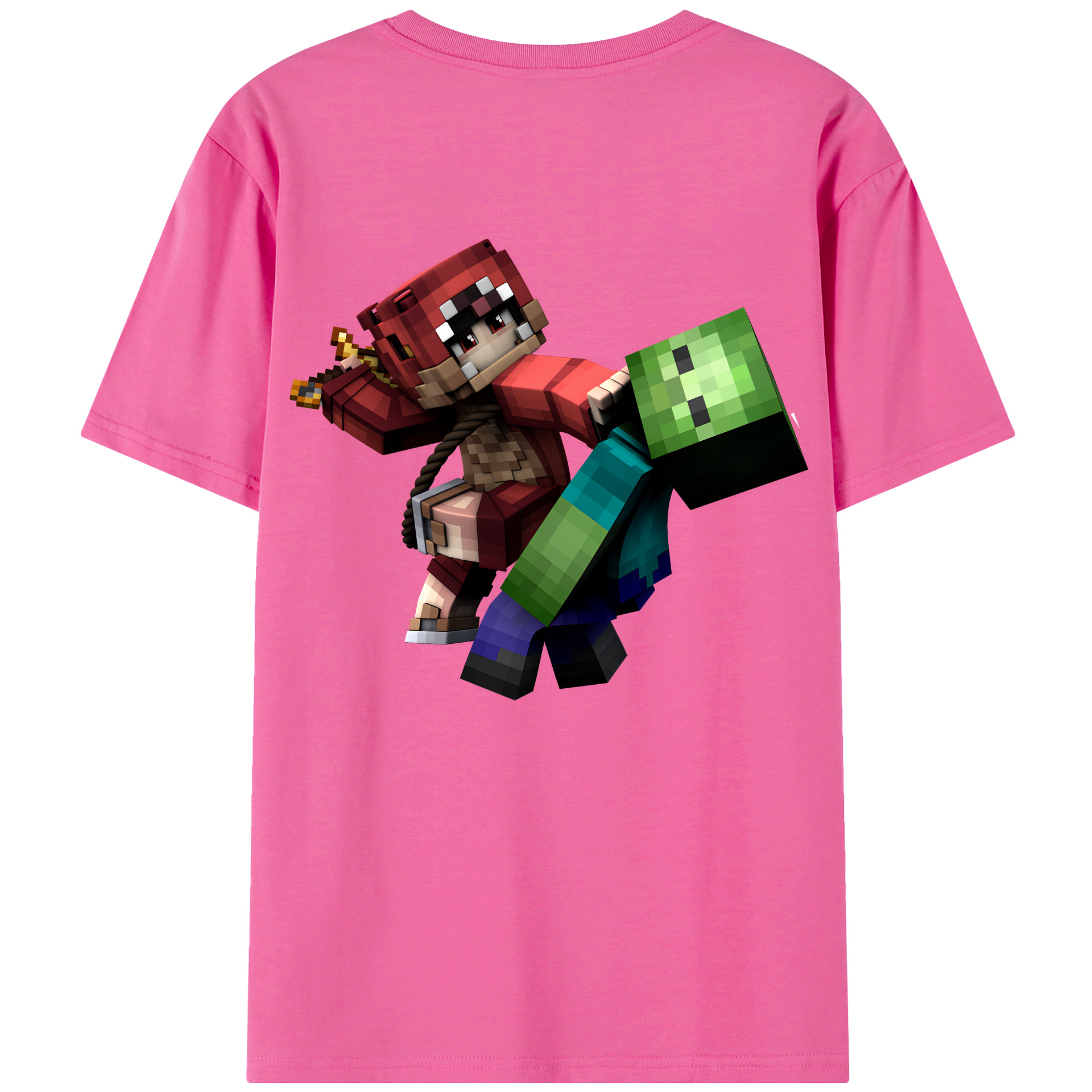（画像用） マインクラフト ブロックの世界 Minecraft MC Block world レディース半袖Tシャツ(バックプリント)